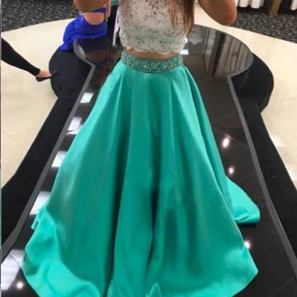Mint Green Prom Dresses, 2 Piece Prom Gowns,2..
