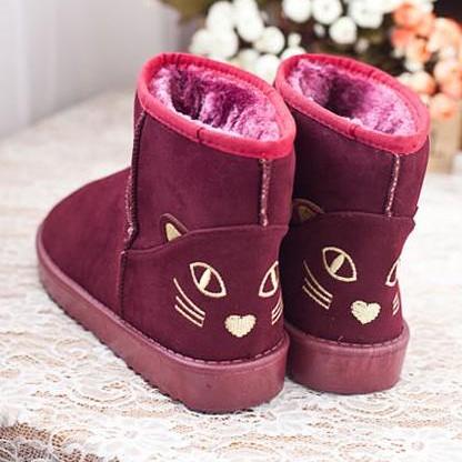 Ulass Cute Kitty Snow Fur Boots. Four Colors..