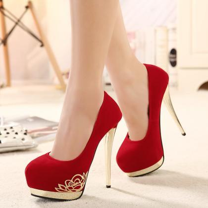 Ulass Black and Red High Heels Fash..