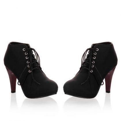 Round Toe Lace-up Ankle Boots with ..