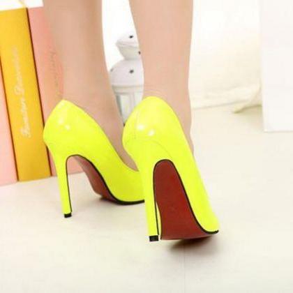 Pointed Toe Glossy Patent Leather Stiletto Pumps