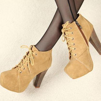 Suede Ankle Boots With Side Zipper