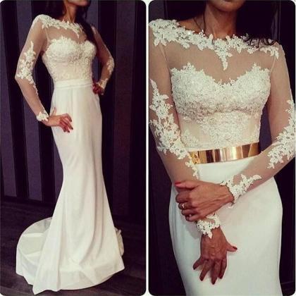Ulass Newest White Long Sleeves Formal Sexy..