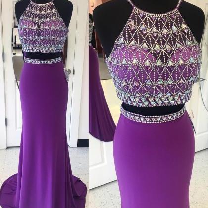 Ulass Mermaid Prom Dress, Purple Prom Dress, Long..