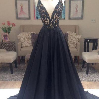 Ulass Elegant Prom Dress,black Prom Dress, A-line..