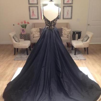 Ulass Elegant Prom Dress,black Prom Dress, A-line..