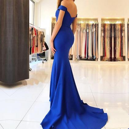 Ulass Royal Blue Prom Dresses ,off-the-shoulder..