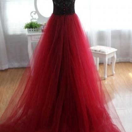 Ulass Prom Dress Prom Dresses,long Red Tulle Prom..
