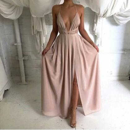 Sexy Backless Prom Dress, Long Prom Dress, Simple..