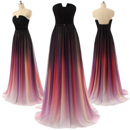 Gradient Ombre Maxi Chiffon Long Formal Prom..
