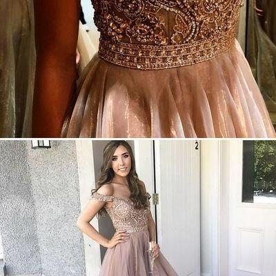 Gorgeous Off The Shoulder Prom Dress, Beading Long..