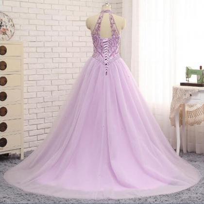 Princess Lavender Prom Dresses,tulle Crystal Long..
