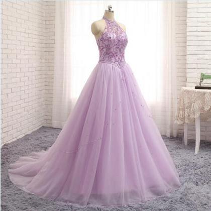 Princess Lavender Prom Dresses,tulle Crystal Long..