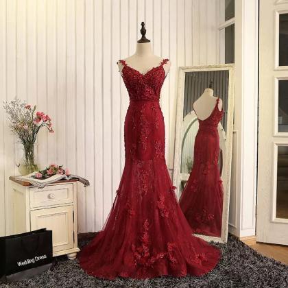 Prom Dress,sexy Elegant Prom Dresses, Wine Red..