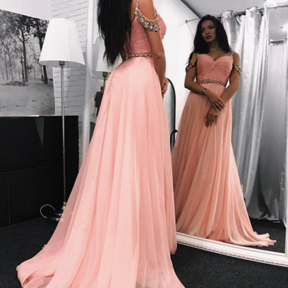 Charming Deep V-neck Beaded Ball Gown Backless..