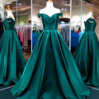 Off The Shoulder Emerald Green Evening Dress Prom..