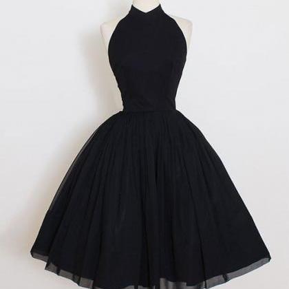 Cute A-line High Neck Black Short Homecoming/prom..