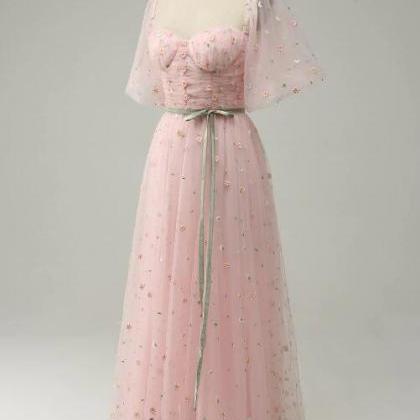 A Line Sweetheart Blush Long Prom Dress With..