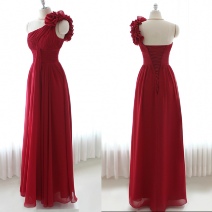 Red Single Strap Dresses Sweetheart Bridesmaid..