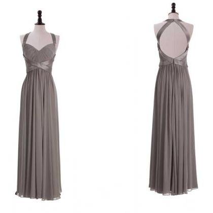 Grey Prom Dress/long A Line Prom Dress/open Back..