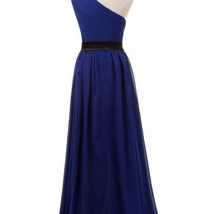 Modest Beaded One Shoulder Chiffon Dress With..