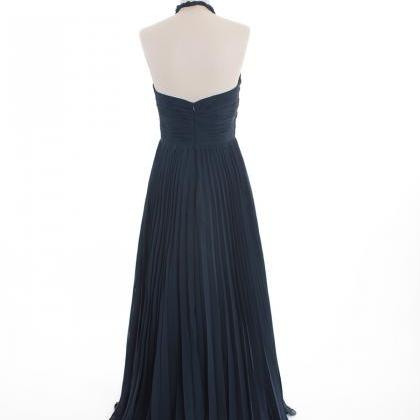A-Line Halter Neck Pleated Ruffles Floor-length Dress Lavender main image 1