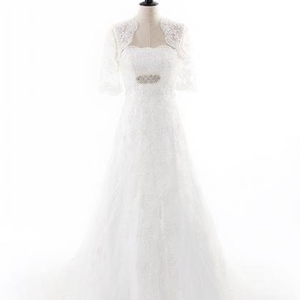 Classic Lace Half Sleeve Wedding Dress Without..