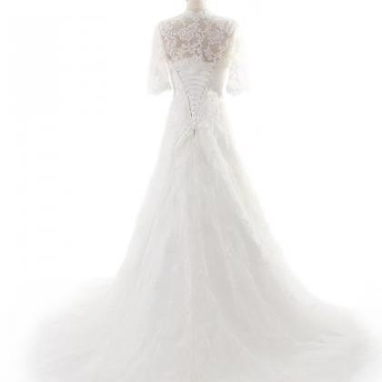 Classic Lace Half Sleeve Wedding Dress Without..