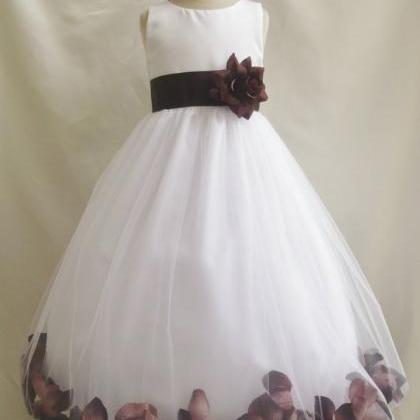 Ulass Flower Girl Dress - Ivory Rose Petal Dress..
