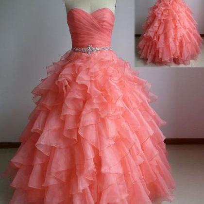 Ulass Beautiful Coral Ball Gown Sweetheart Prom..