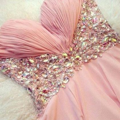 Ulass Pretty Pearl Pink Mini Chiffon Prom Dress..