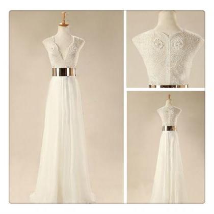 Ulass Custom Made White Floor Length Prom Dresses,..