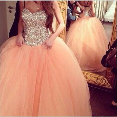 Ulass Coral Tulle Wedding Dresses, Ball Gown Long..