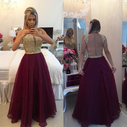 Ulassgold Lace Applique Burgundy Prom Dresses 2016..