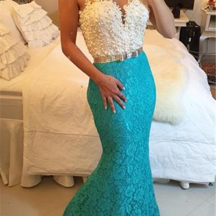 Ulass Elegant Lace Mermaid Prom Dresses Sweetheart..