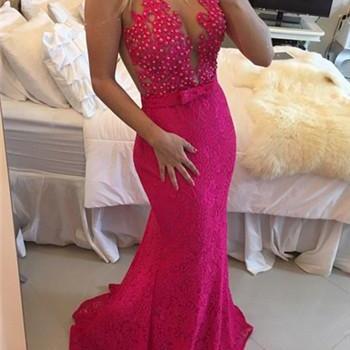 Ulasssexy Lace Mermaid Prom Dresses 2016 Illusion..