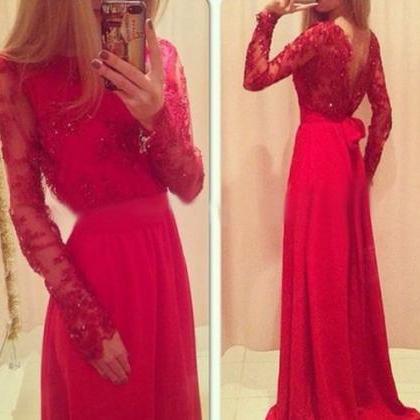 Ulass 2016 Red Long Prom Dresses Lace Beaded Long..