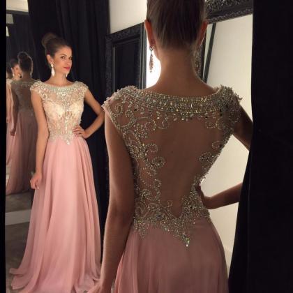 Ulass 2016 Blush Pink Prom Dress Long Sheer Back..