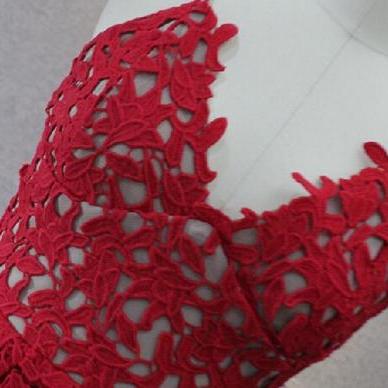 Custom Made Red Cami Sheer Lace Kne..