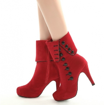 Ulass Sexy Red Rivets High Heel Platform Boots