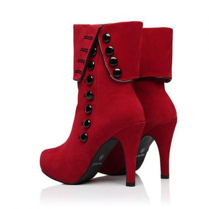 Ulass Sexy Red Rivets High Heel Platform Boots