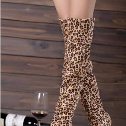 Ulass 14cm Leopard Knee High Boots
