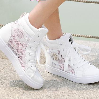 Casual Lace High Top Sneaker With Cross..