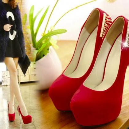 Black and Red High-heeled shoes 