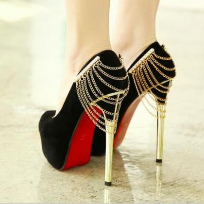 Black and Red High-heeled shoes 