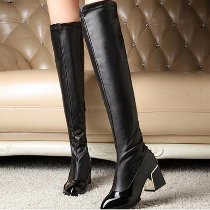 Ulass The England Autumn Wind Knee High Boots With..