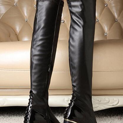 Ulass The England Autumn Wind Knee High Boots With..