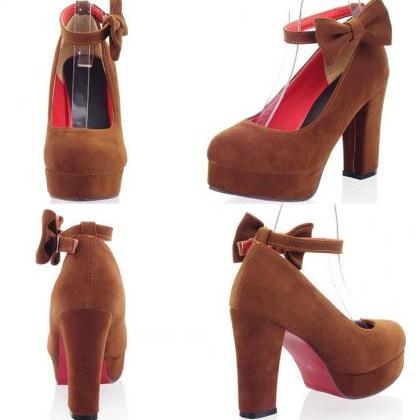 Ulass Cute Bow Knot Ankle Strap Platform Shoes In..