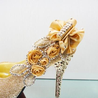 Ulass Pink Floral And Bling Design High Heels..