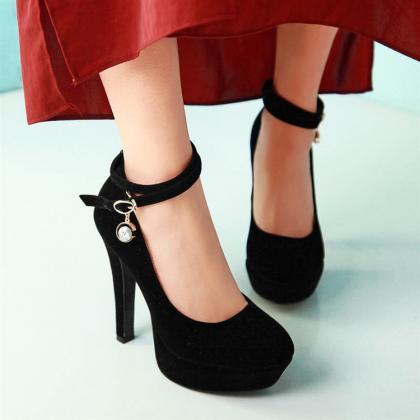 Ulass Red And Black Tie Up High Heel Party Shoes